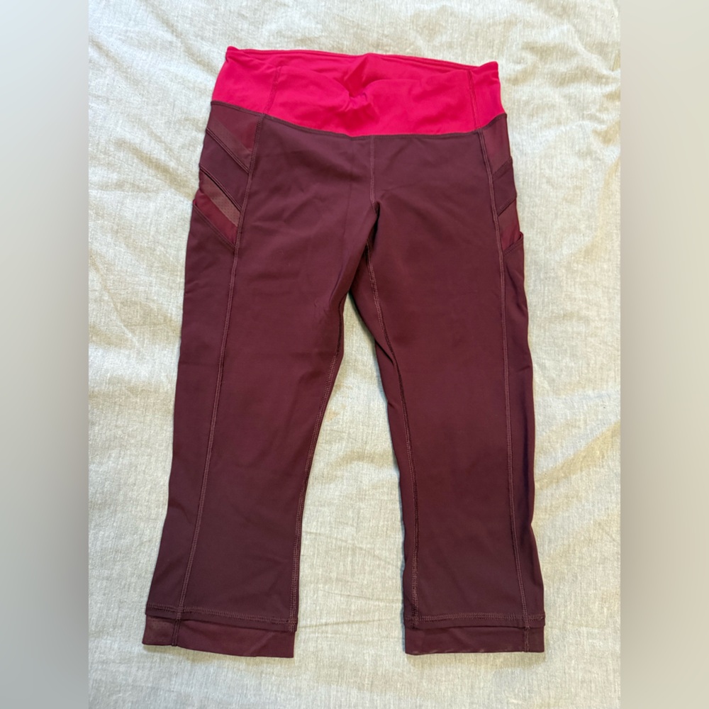 lululemon athletica womens Maroon and Fuchsia Capri Leggings 6
